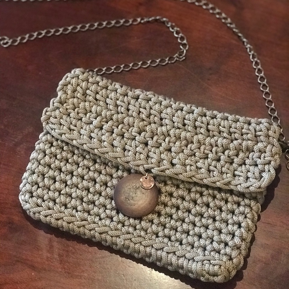 Clutch or Wristlet purse Crochet Champagne Color